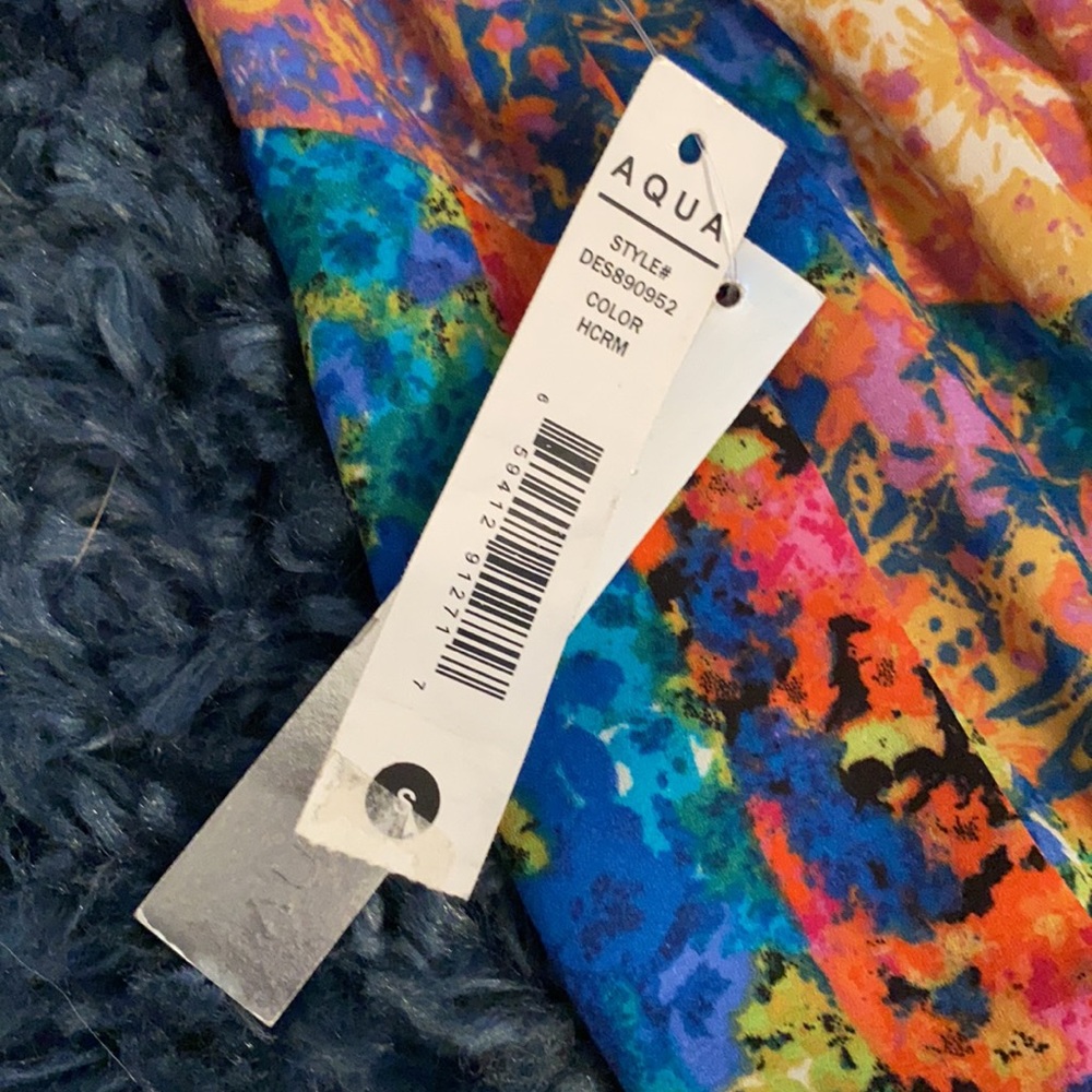 AQUA Patchwork halter backless style dress size S new with tags 100% polyester - Picture 6 of 10